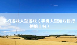 手机游戏大型游戏（手机大型游戏排行榜前十名）