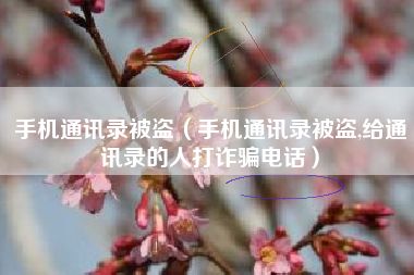 手机通讯录被盗（手机通讯录被盗,给通讯录的人打诈骗电话）
